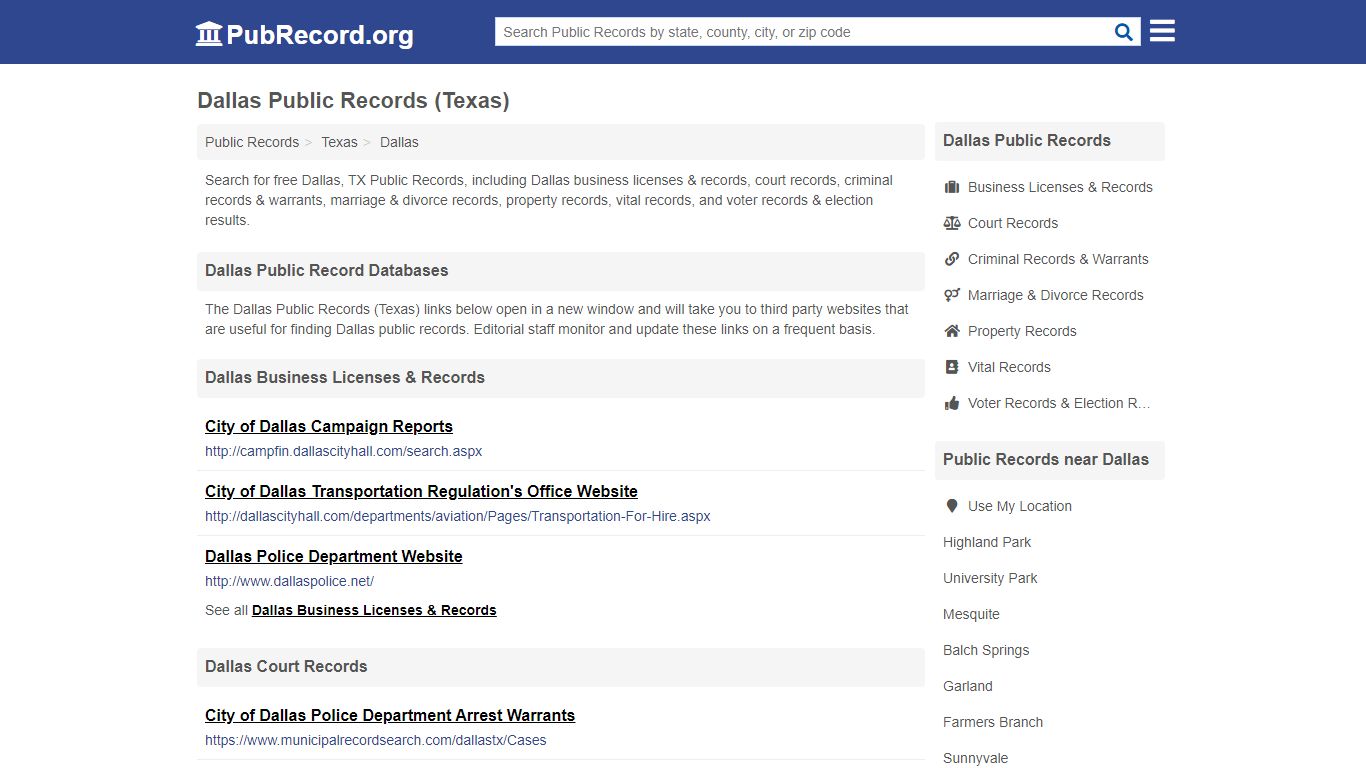 Free Dallas Public Records (Texas Public Records) - PubRecord.org